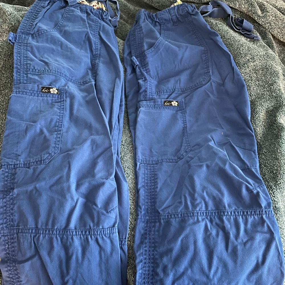Koi Lindsay scrub pants two pairs, royal blue small TALL